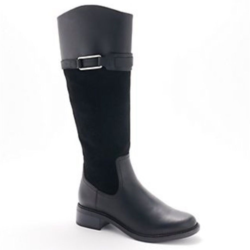 Clark’s Maye Carly Tall-Shaft Boot Leather Boots In Black 6 NWT